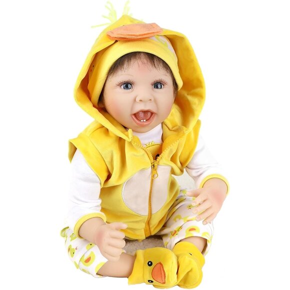 🆕 Reborn Baby Doll Soft Silicone Yellow Clothes Duck Toy Accessories Birthday - Picture 5 of 8